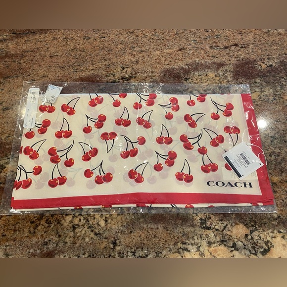 COACH 🍒Cherry Swirl Print Pattern🍒 Silk Square Scarf, NWTags & Sealed - LAST ONE - Picture 1 of 6